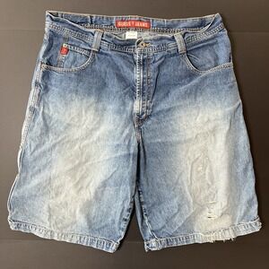Vintage Guess Jean Shorts Mens 38 Blue Denim Baggy Carpenter Y2K Distressed